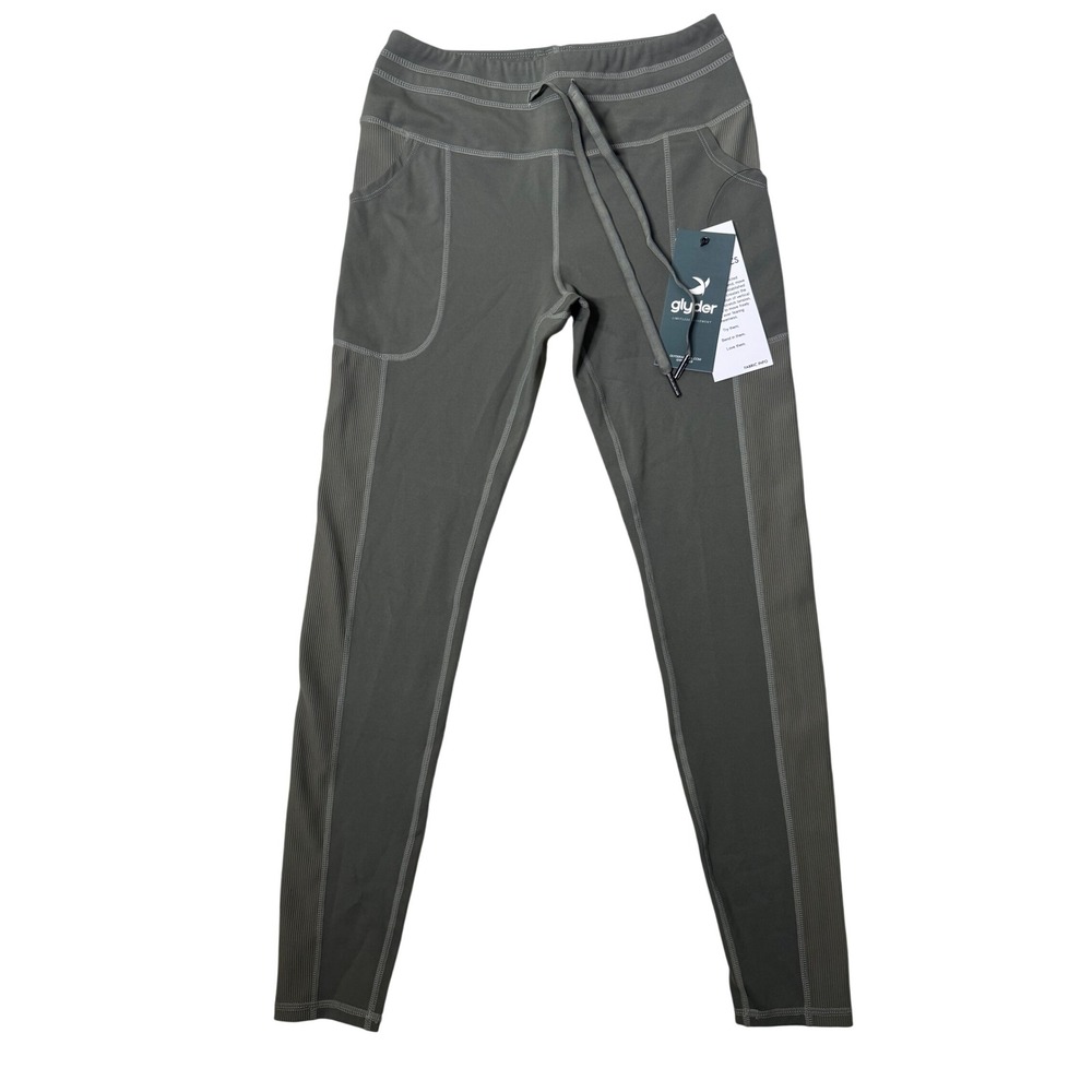 Glyder Versatile Legging Fern Green Ribbed Pocket Yoga Athletic Pants NWT Small